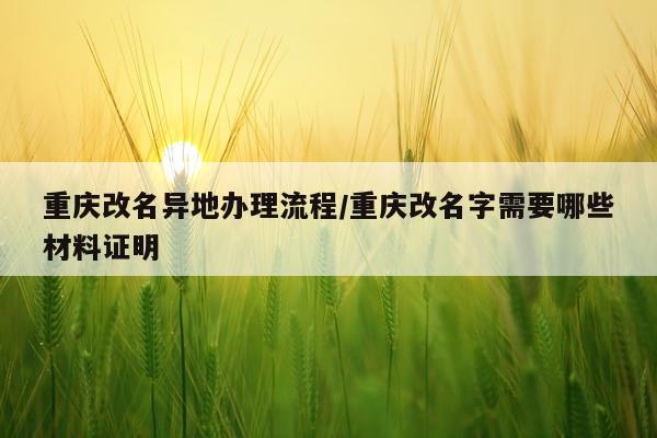 重庆改名异地办理流程/重庆改名字需要哪些材料证明