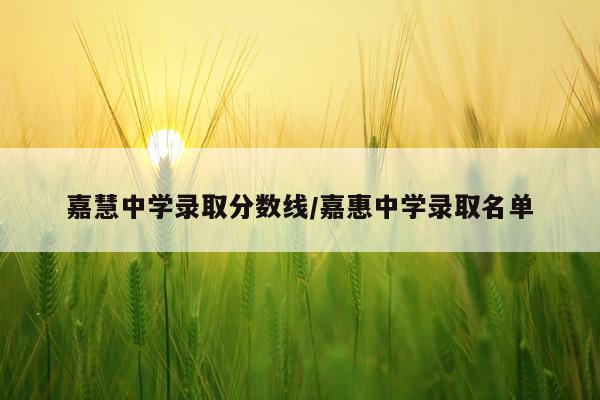 嘉慧中学录取分数线/嘉惠中学录取名单