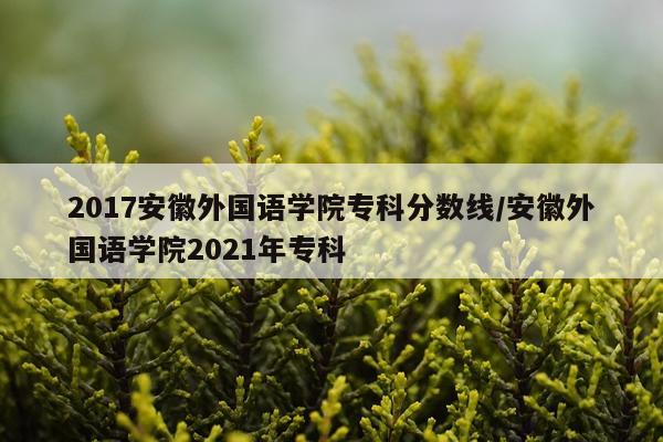 2017安徽外国语学院专科分数线/安徽外国语学院2021年专科