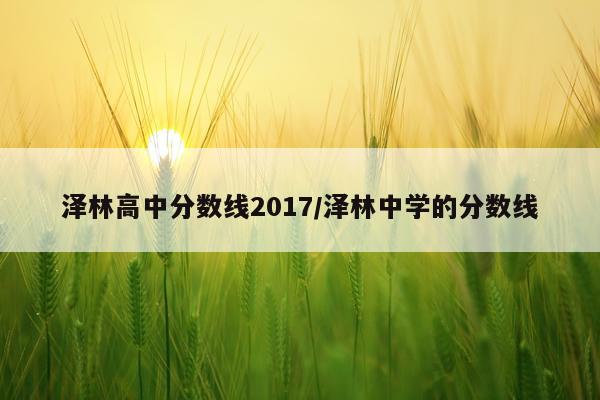 泽林高中分数线2017/泽林中学的分数线