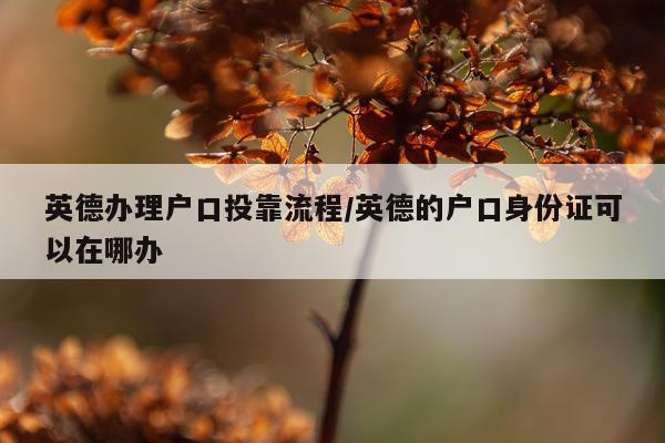 英德办理户口投靠流程/英德的户口身份证可以在哪办