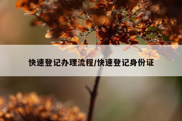 快速登记办理流程/快速登记身份证