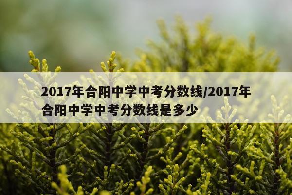 2017年合阳中学中考分数线/2017年合阳中学中考分数线是多少