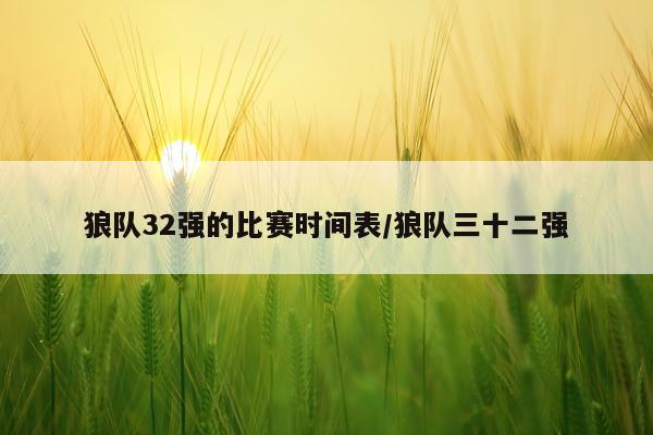 狼队32强的比赛时间表/狼队三十二强