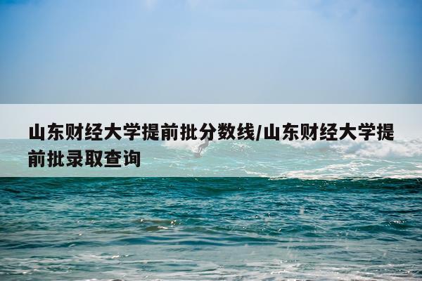 山东财经大学提前批分数线/山东财经大学提前批录取查询
