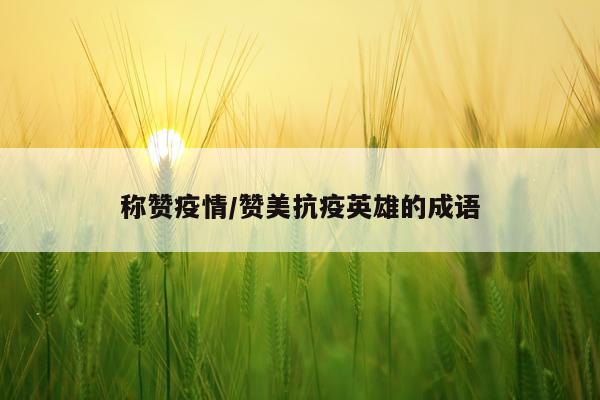 称赞疫情/赞美抗疫英雄的成语