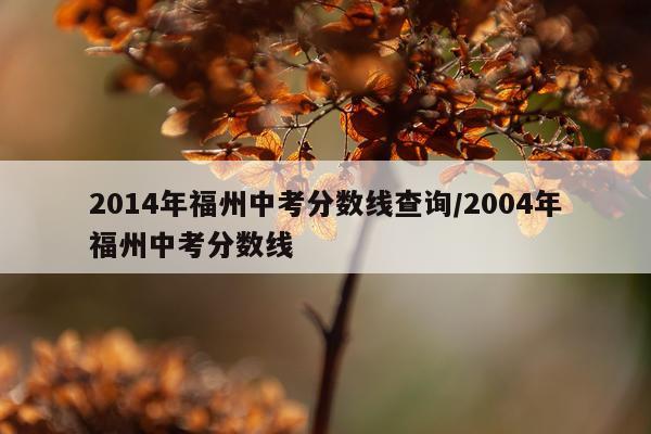 2014年福州中考分数线查询/2004年福州中考分数线