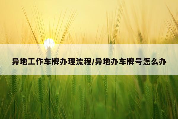 异地工作车牌办理流程/异地办车牌号怎么办