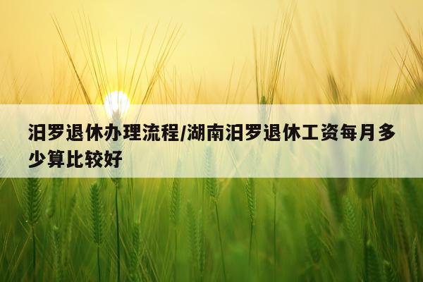 汨罗退休办理流程/湖南汨罗退休工资每月多少算比较好