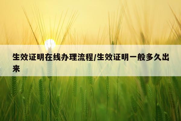 生效证明在线办理流程/生效证明一般多久出来