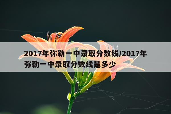 2017年弥勒一中录取分数线/2017年弥勒一中录取分数线是多少