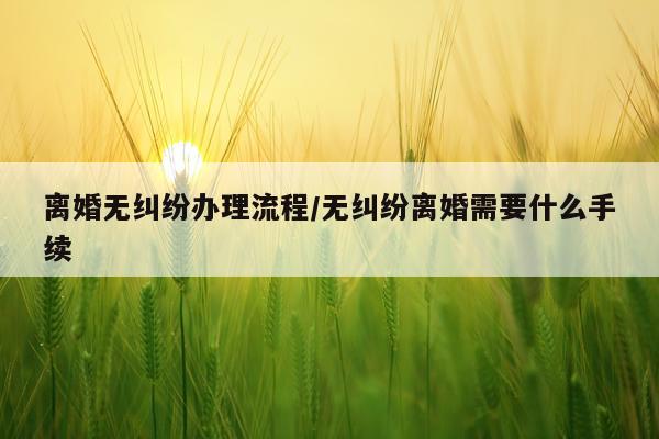 离婚无纠纷办理流程/无纠纷离婚需要什么手续