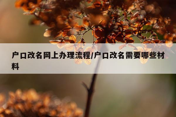 户口改名网上办理流程/户口改名需要哪些材料