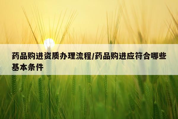 药品购进资质办理流程/药品购进应符合哪些基本条件