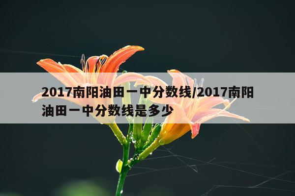 2017南阳油田一中分数线/2017南阳油田一中分数线是多少