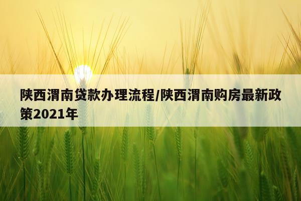 陕西渭南贷款办理流程/陕西渭南购房最新政策2021年
