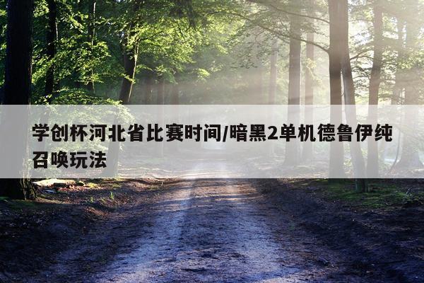 学创杯河北省比赛时间/暗黑2单机德鲁伊纯召唤玩法