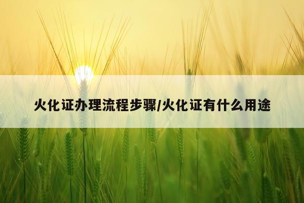火化证办理流程步骤/火化证有什么用途
