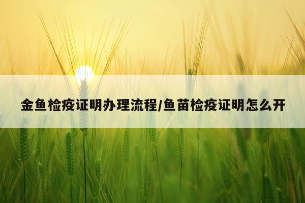 金鱼检疫证明办理流程/鱼苗检疫证明怎么开