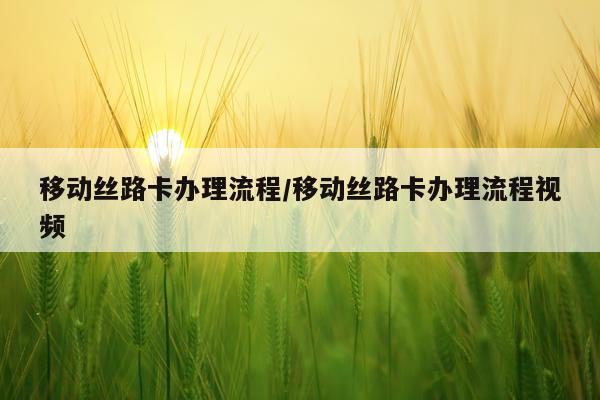 移动丝路卡办理流程/移动丝路卡办理流程视频