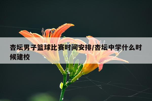 杏坛男子篮球比赛时间安排/杏坛中学什么时候建校