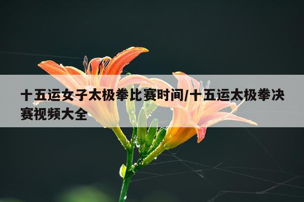 十五运女子太极拳比赛时间/十五运太极拳决赛视频大全