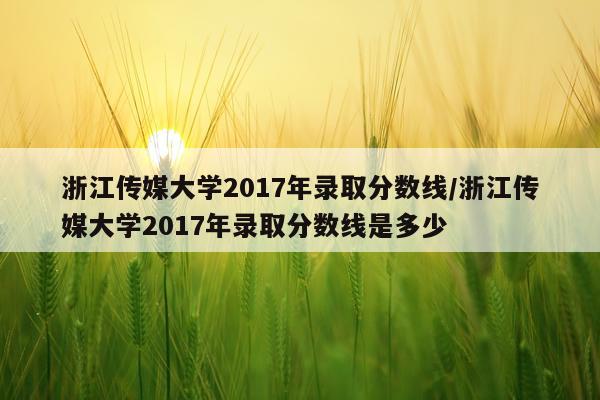 浙江传媒大学2017年录取分数线/浙江传媒大学2017年录取分数线是多少
