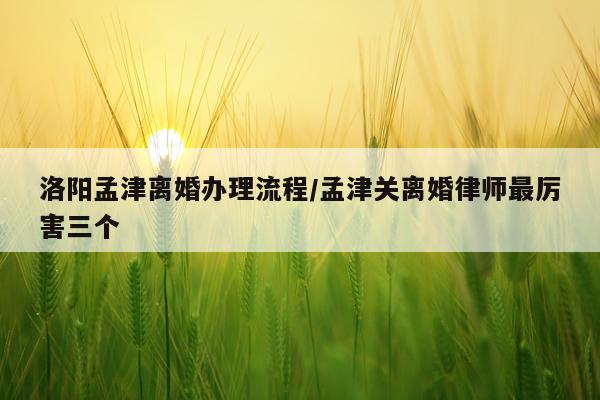 洛阳孟津离婚办理流程/孟津关离婚律师最厉害三个