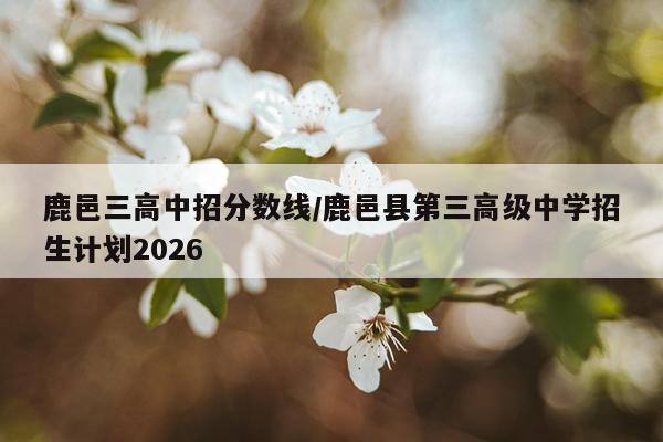 鹿邑三高中招分数线/鹿邑县第三高级中学招生计划2026