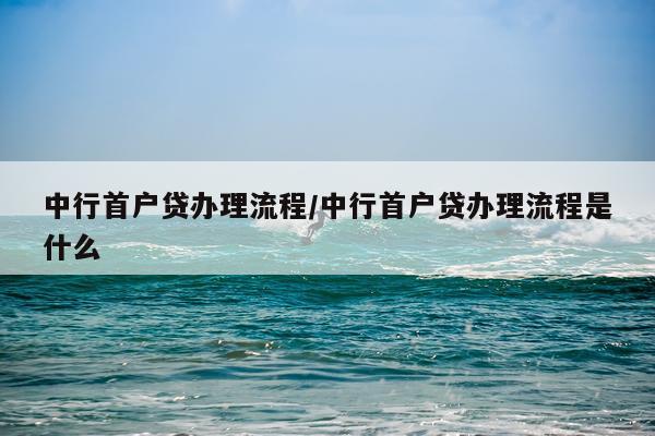 中行首户贷办理流程/中行首户贷办理流程是什么
