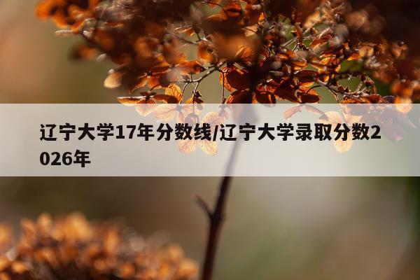 辽宁大学17年分数线/辽宁大学录取分数2026年
