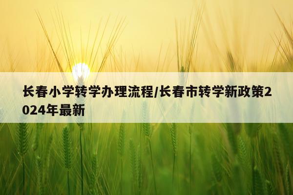 长春小学转学办理流程/长春市转学新政策2024年最新
