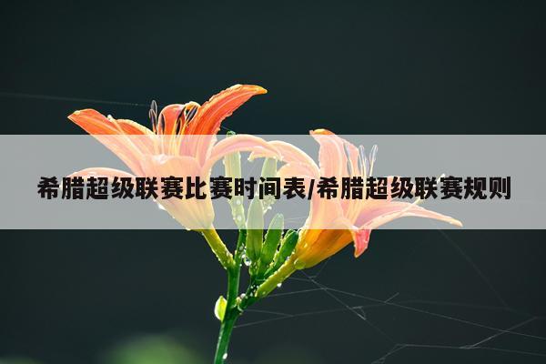 希腊超级联赛比赛时间表/希腊超级联赛规则