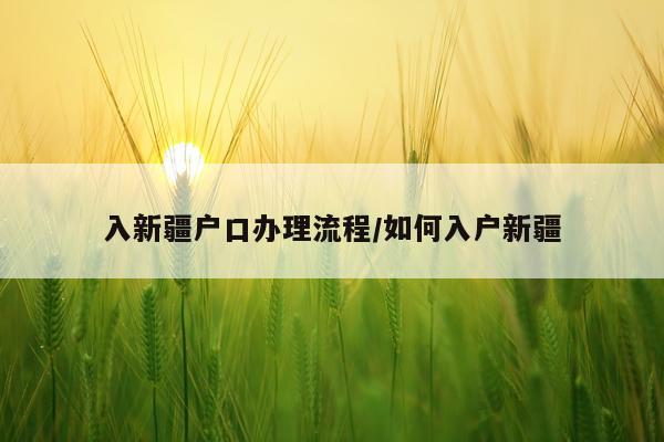 入新疆户口办理流程/如何入户新疆