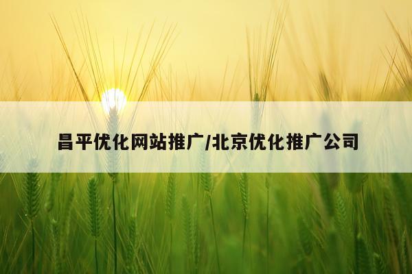 昌平优化网站推广/北京优化推广公司
