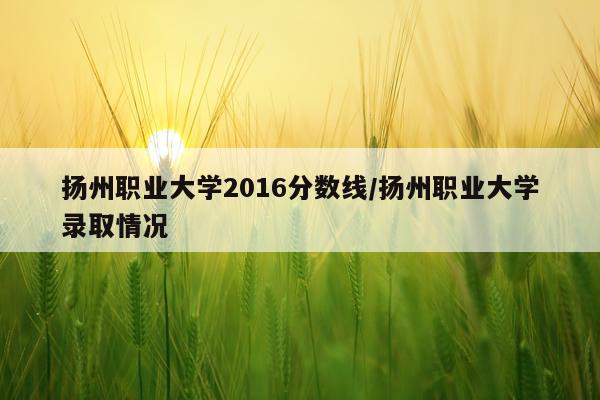 扬州职业大学2016分数线/扬州职业大学录取情况