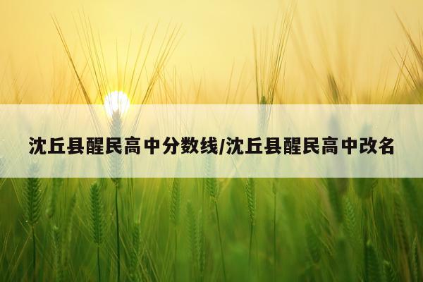 沈丘县醒民高中分数线/沈丘县醒民高中改名