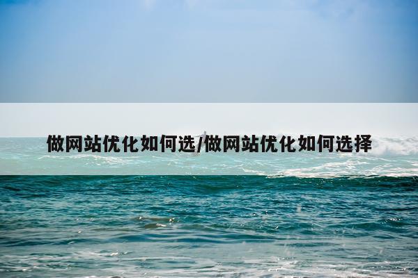 做网站优化如何选/做网站优化如何选择