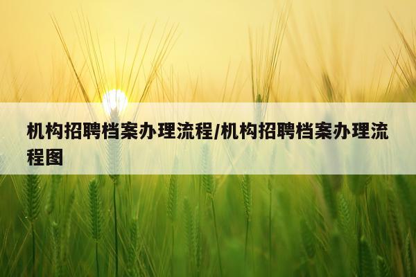 机构招聘档案办理流程/机构招聘档案办理流程图