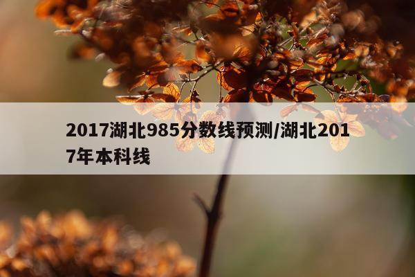 2017湖北985分数线预测/湖北2017年本科线