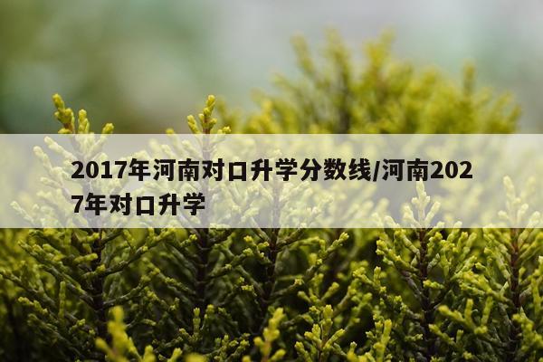 2017年河南对口升学分数线/河南2027年对口升学