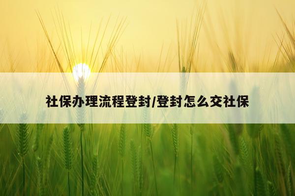 社保办理流程登封/登封怎么交社保