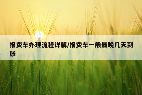 报费车办理流程详解/报费车一般最晚几天到账