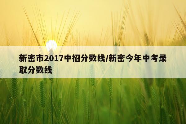新密市2017中招分数线/新密今年中考录取分数线