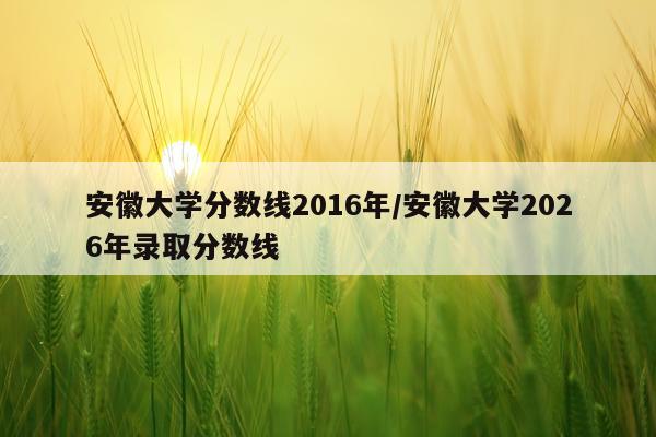 安徽大学分数线2016年/安徽大学2026年录取分数线