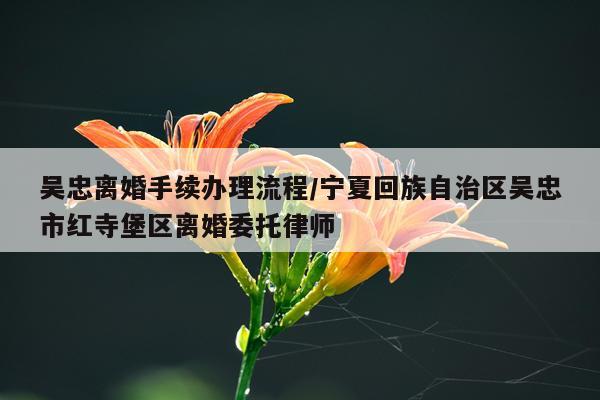 吴忠离婚手续办理流程/宁夏回族自治区吴忠市红寺堡区离婚委托律师