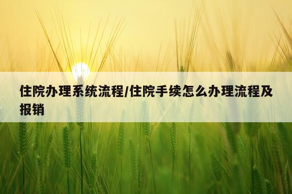 住院办理系统流程/住院手续怎么办理流程及报销