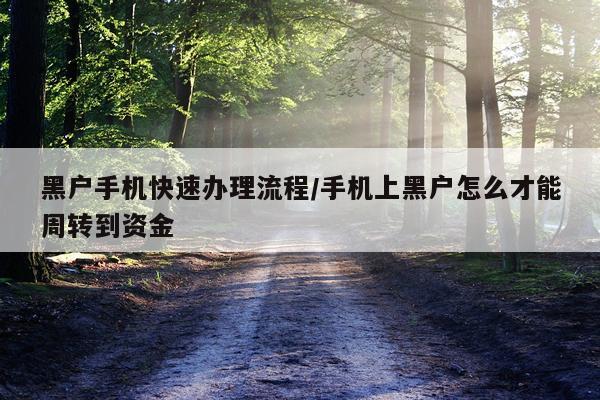 黑户手机快速办理流程/手机上黑户怎么才能周转到资金