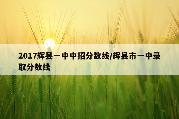 2017辉县一中中招分数线/辉县市一中录取分数线
