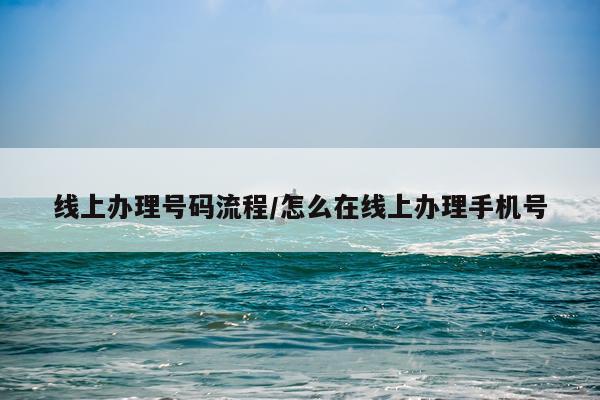 线上办理号码流程/怎么在线上办理手机号